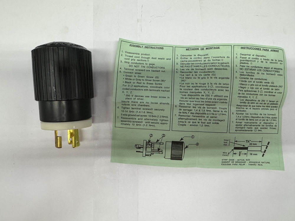 Bryant 71120NP Locking Plug, 3P 3W 20A 250V 3PH