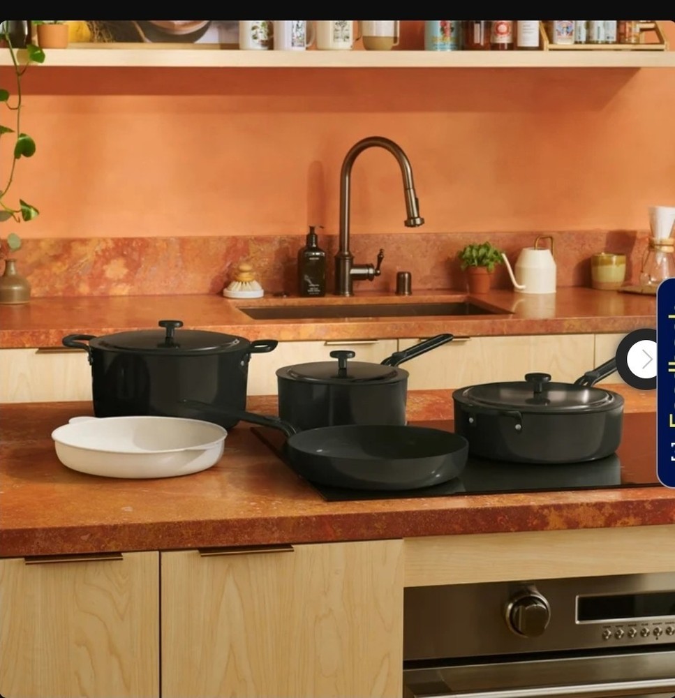 Our Place 8-piece Essentials Healthy Ceramic Nonstick Cookware Set - Black
