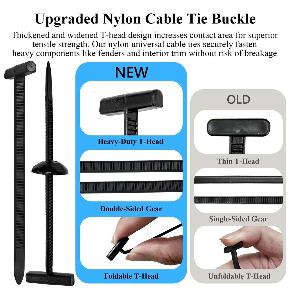 100PCS Upgraded Nylon Universal Cable Tie Buckle,Self-Locking Black