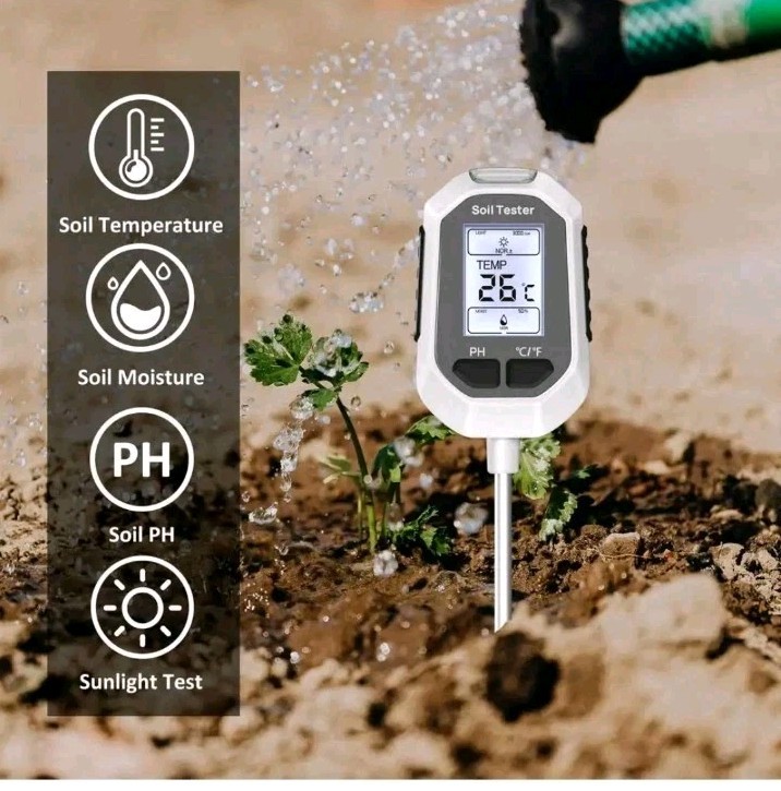Advanced Soil Tester: Moisture, pH, Temperature & Light - Backlight Display. F1