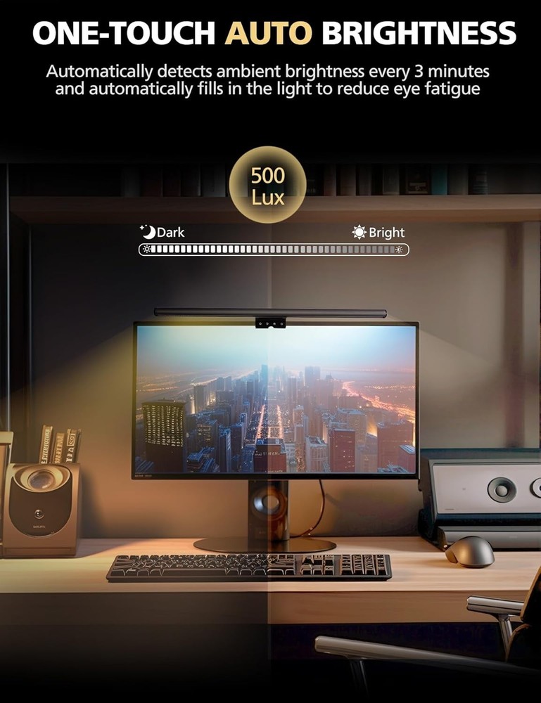 Monitor Light Bar for Computer with Auto Dimming, Memory Function T17-6