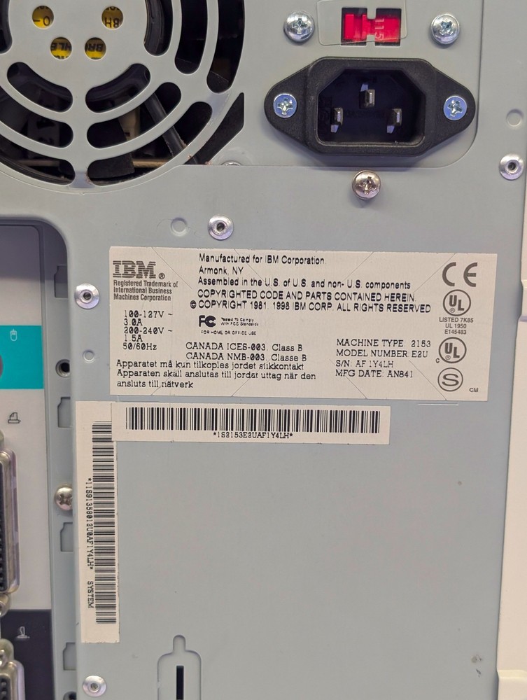 IBM Aptiva Type 2153 E2U beige desktop computer from 98; tested powers on; wiped