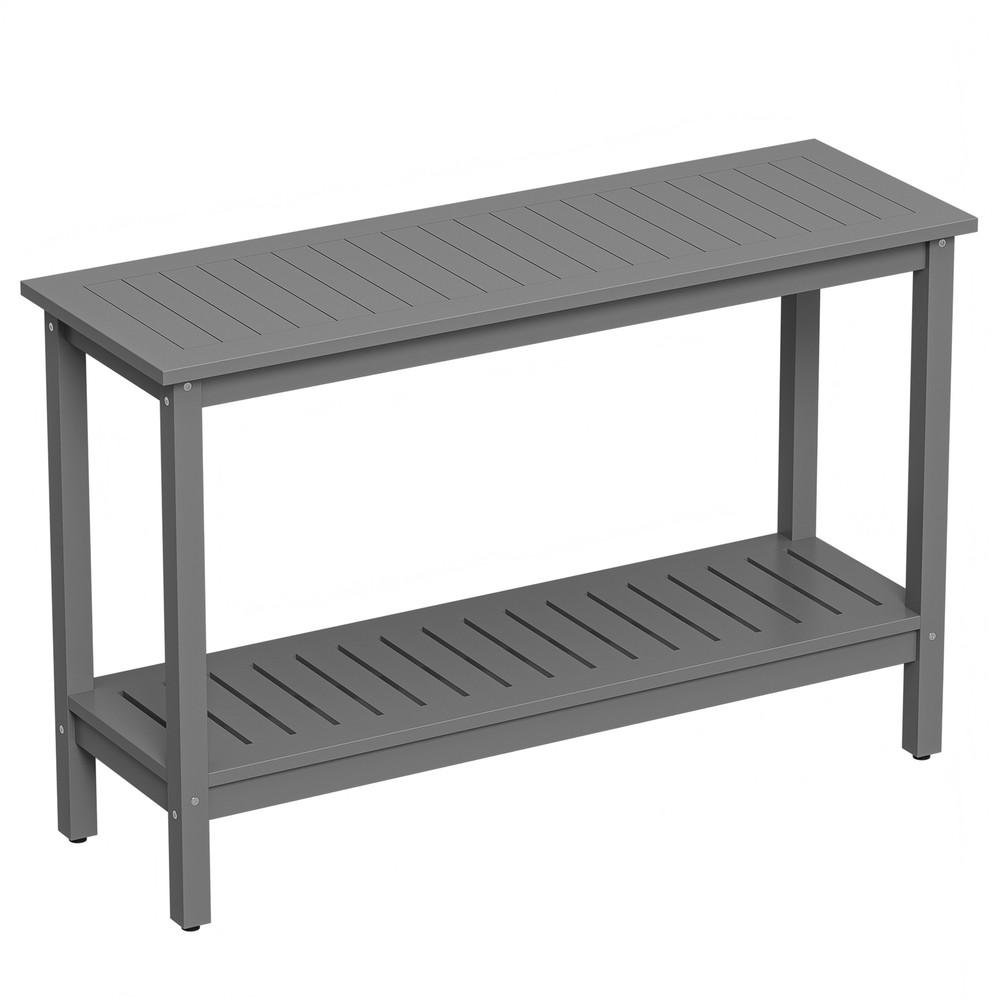 Gray Console Table Indoor Outdoor Multifunctional Buffet Bar Storage Organizer