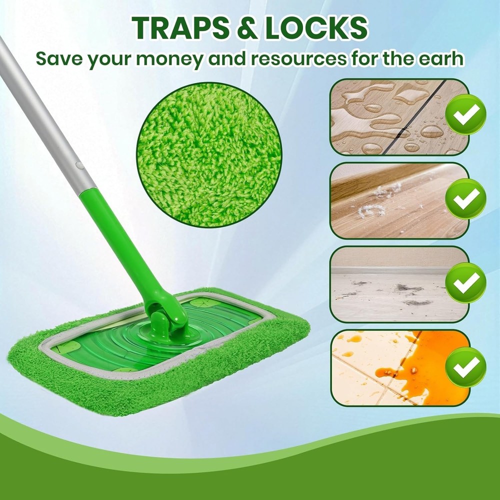 Universal Fit Mop Pads - Machine-Washable Microfiber 6-Pack for Easy Cleaning