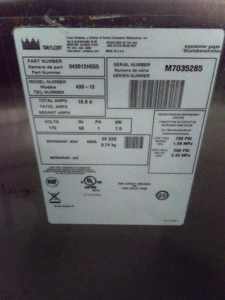 Taylor Shake Slush & Margaritas Machine Refu