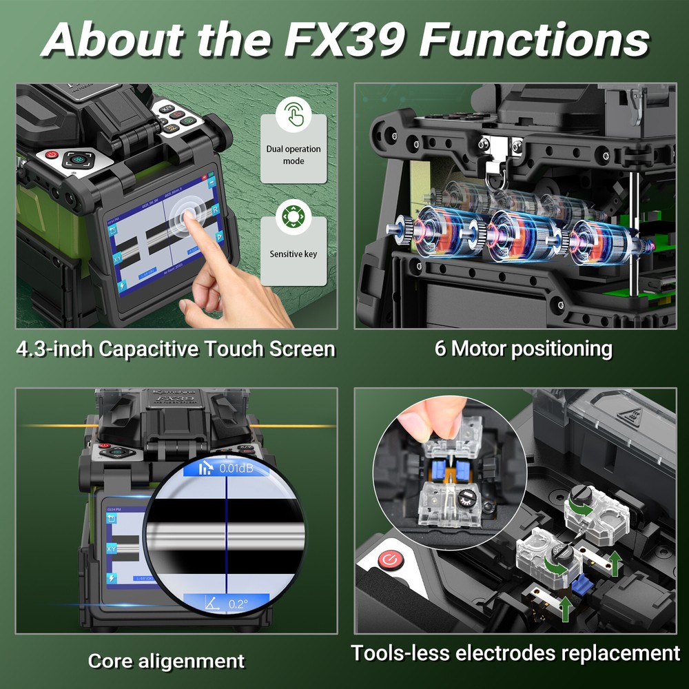 Komshine FX39 Touch Screen Fusion Splicer 6 Motor Core Alignment Welding Machine