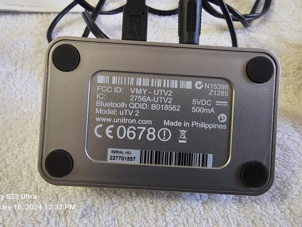 Unitron UTV 2 for Hearing Aids Wireless Bluetooth Streaming w/Manuals