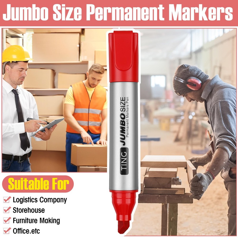 10Pack Jumbo Permanent Markers Bulk Large Chisel Tip Permanent Markers Big Huge