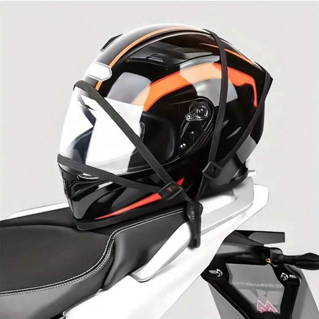 4in1 Elastic Bungee Cords With Hooks For Secure Helmet Bags Motorcycle Cargo Net
