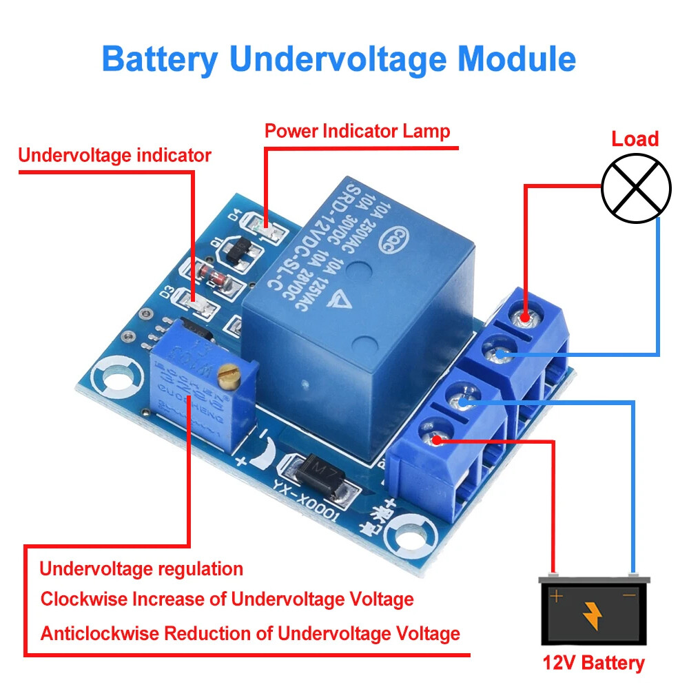 2PCS 12V Battery Low Voltage Disconnect Protection Undervoltage Cut Off Switch