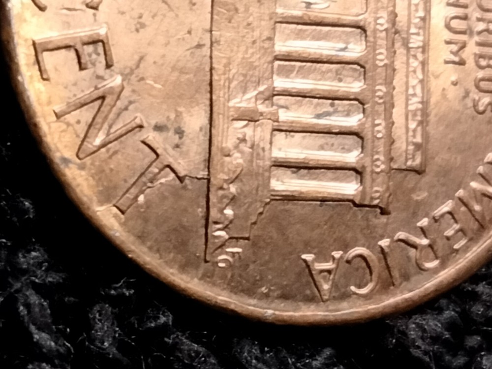 1987 P Lincoln Memorial Cent Misaligned Die And Die Break Errors