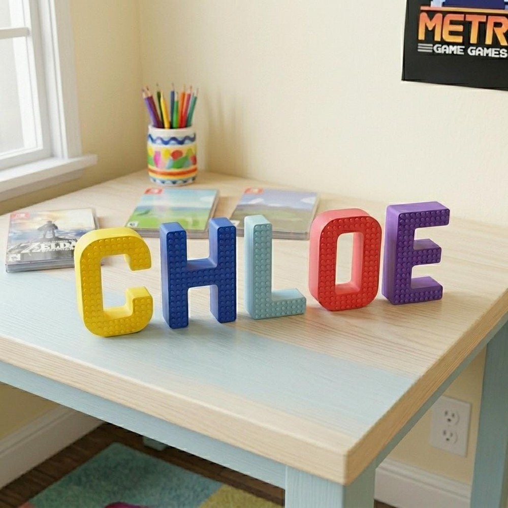 Custom 3D Brick Name Sign – Personalized Large Building Block Letters – Bday