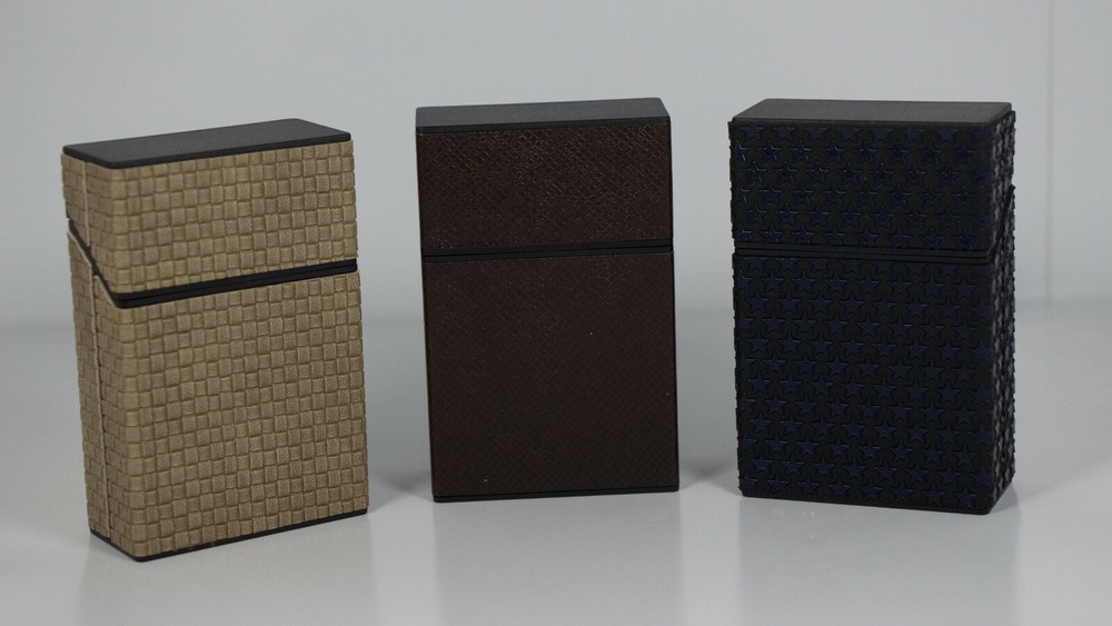 12 Assorted PU Leather Wrapped Push Open Cigarette Case Pack Holders for 100mm