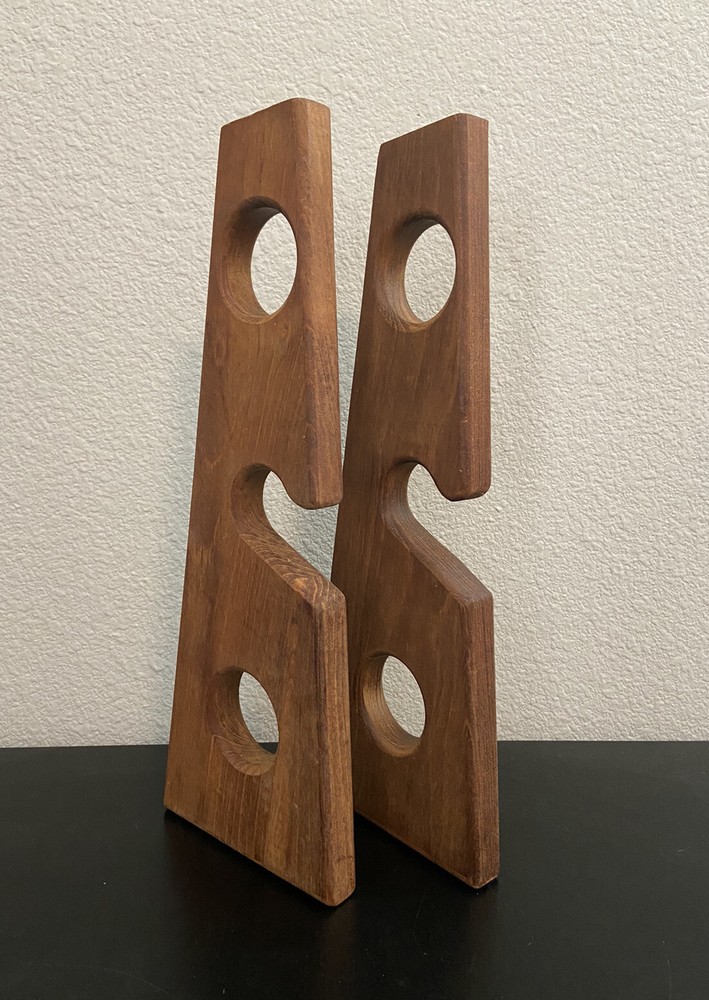 Solid Teak 3-Rod Storage Rack Holder Pair - Bertram Sea Ray Chris-Craft Wall
