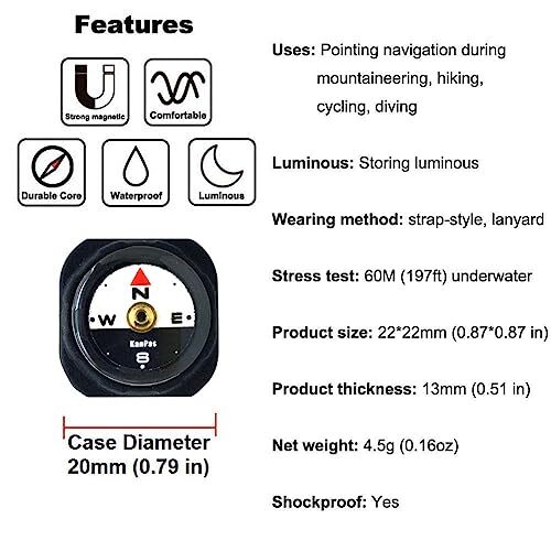 Mini Luminous Button Compass for Watch Band Lanyard A-20