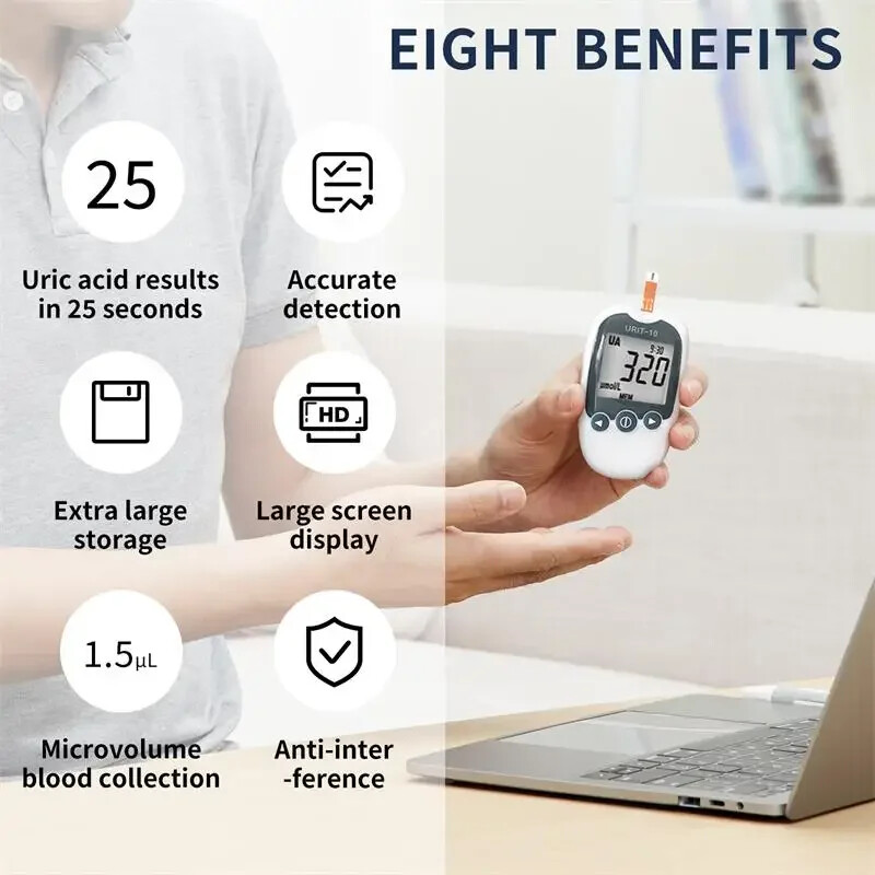 URIT-10 Uric Acid Meter Uric Tester 25pcs Test Strips 25 Second Fast Result cdd