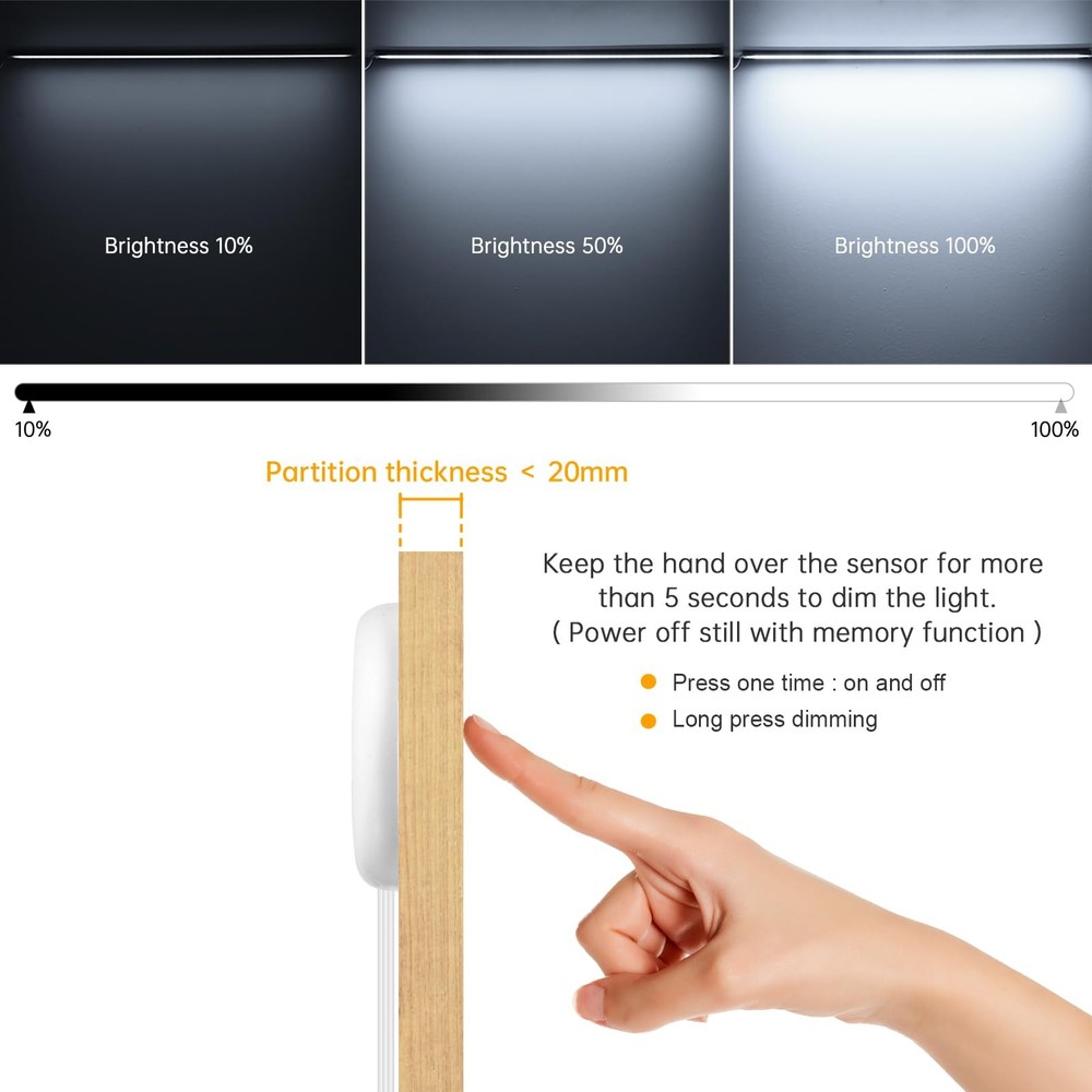 6 PCS 12 Inch Under Cabinet Lighting,Parallel Connection Dimmable Light Bar,C...