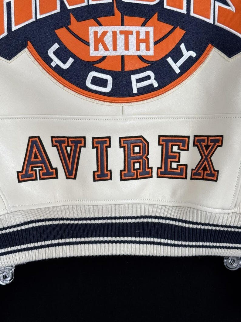 Avirex x KITH Knicks Varsity Jacket NBA New York Cream Bomber Limited Edition