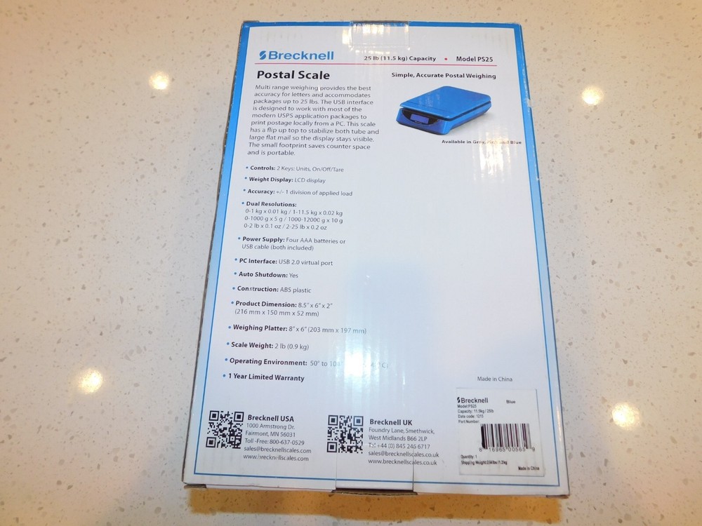Digital Shipping Postal Scale - Brecknell Model PS25 Digital Electronic USB NIB
