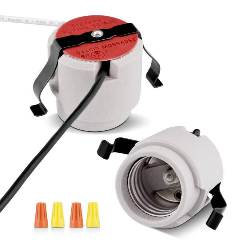 E26 Light Socket, Snap-In Bulb Socket, E26 Standard Medium Screw Lamp Holder, Em