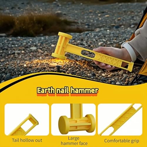 Ultralight PE Camping Hammer with Stake Puller Hole, Multifunctional Portable