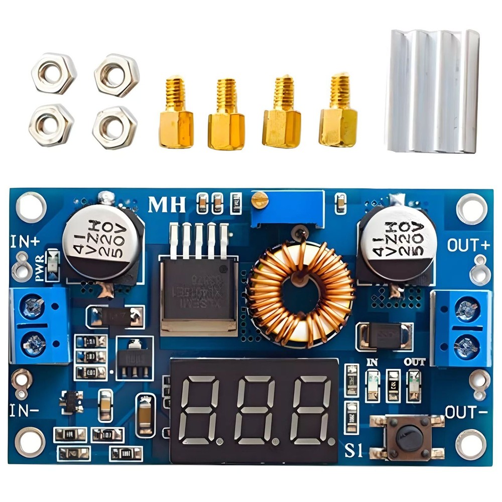 Voltmeter Heatsink Standoffs DC-DC Step Down 5A Adjustable New High Efficiency