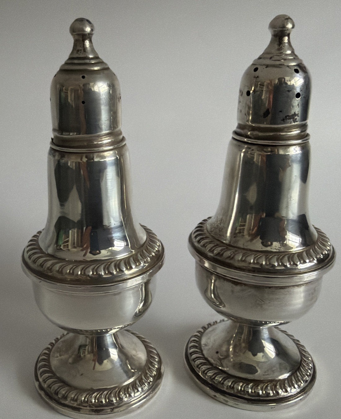 Empire STERLING SILVER Weighted Salt & Pepper Shaker Pair Set Lot 4.5"H