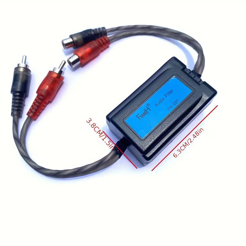 Car Audio Amp Filter RCA Noise Elimination Filter Ground Loop Isolator 2-Channel
