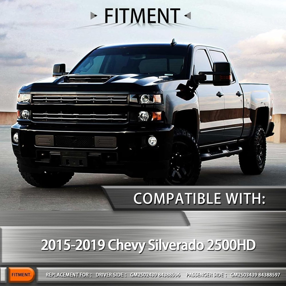 Headlight Chevy Silverado 2500HD 2015-2019 Driver Side Halogen Black