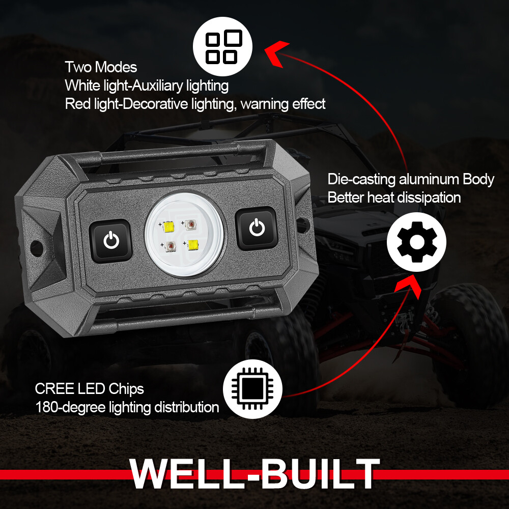 RED White Car Interior LED Dome Map Reading Light Roll Bar Cage Mount switch UTV