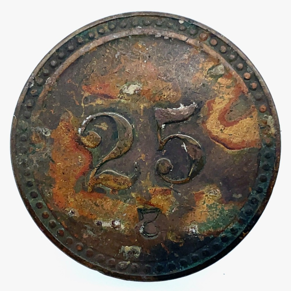 Ft. Benjamin Harrison Post Exchange 25 Token Copper Brass 28mm - Scares !!!