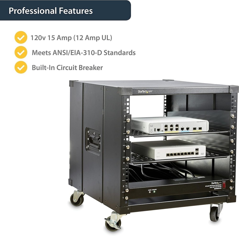 Rack Mountable Power Strip with Surge Protection - 8 Outlets