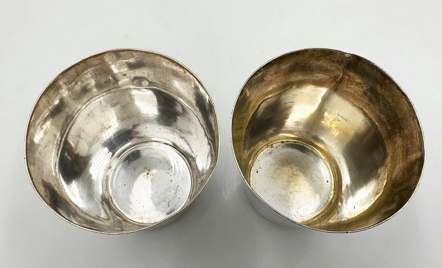 ANTIQUE PAIR BEAKERS OLD SHEFFIELD PLATE GEORGE III c1800