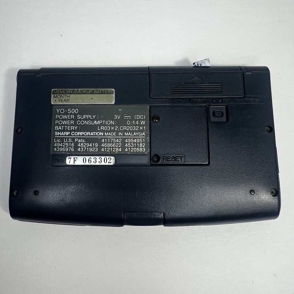Sharp YO-500 Electronic Organizer 128KB Vintage Digital Planner Calculator Works