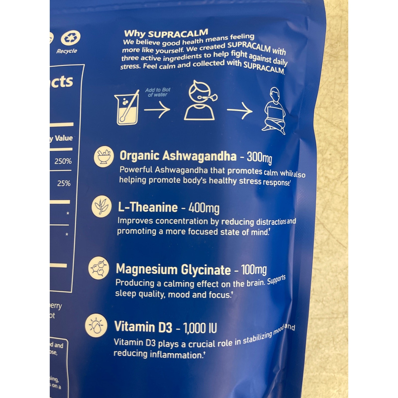 Supracalm Powdered Drink Mix 20 Servings/ Pack No Sugar Raspberry Lemonade 07/26