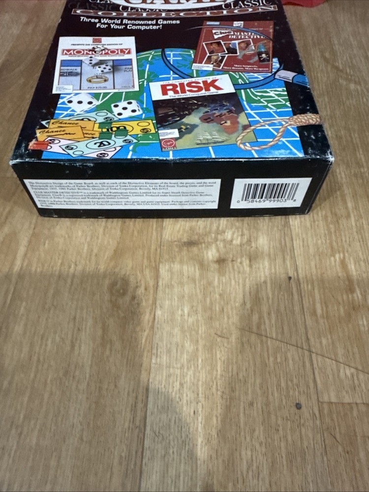 Computer Software Game Collection Clue, Risk, Monopoly Floppy 1991 Atari IBM Mac