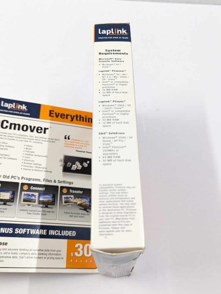 Laplink PC Mover Essentials (CD, Transfer Cable, Quick Start Guide) PCmover NEW