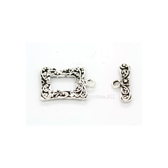 Daisy Silver Print Frame Toggle Clasp 14mm #51268