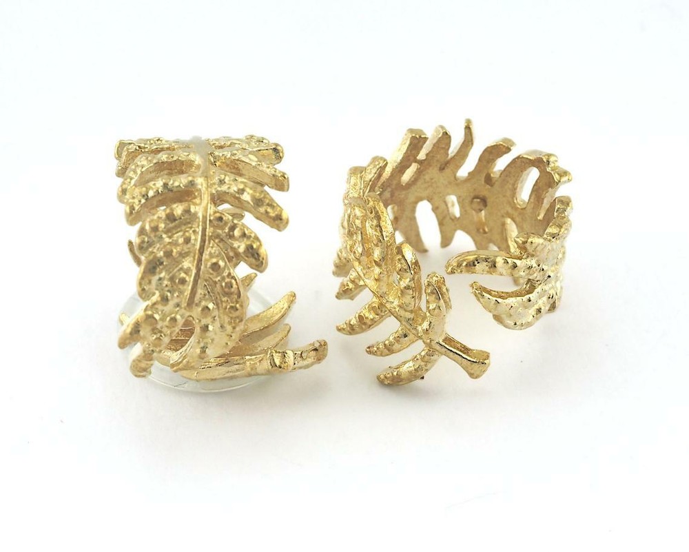 Leaf Adjustable Ring Raw brass (17mm 7US inner size - Adjustable ) OZ3427