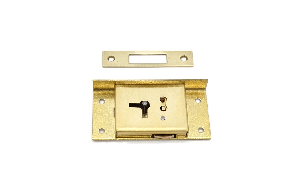 Half Mortise Lock Chest Trunk Medium Box Lock Solid Brass Cabinet Lock 2 Keys