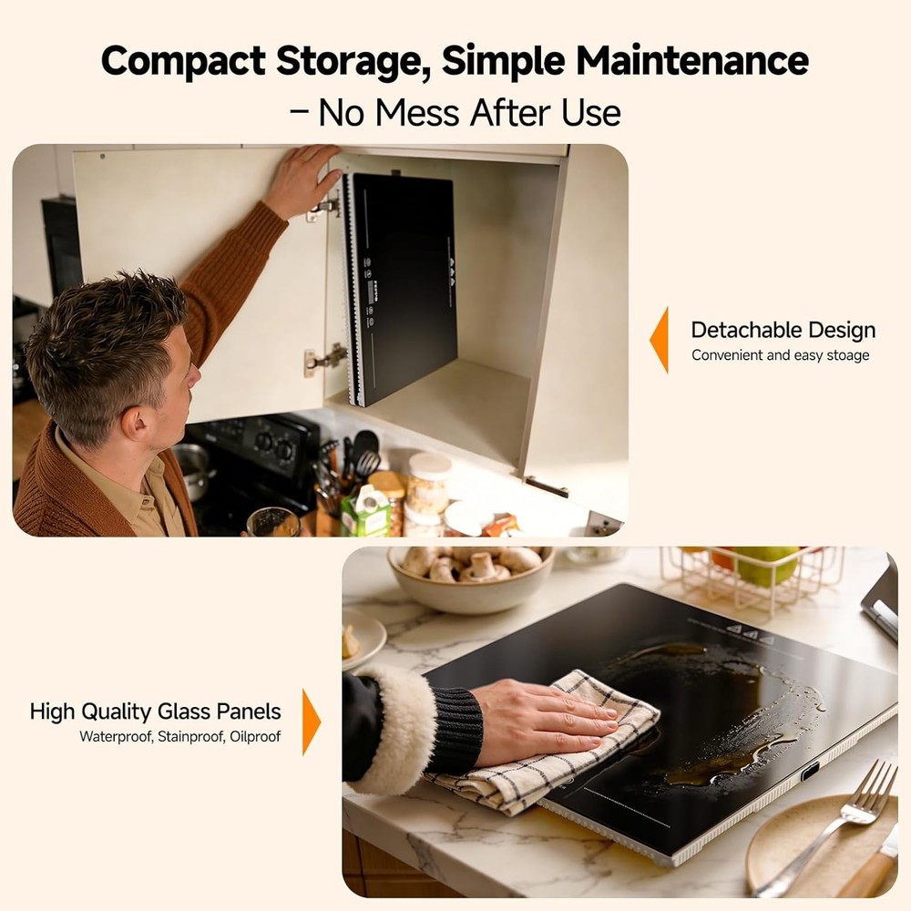 FEPPO Electric Warming Tray with Independent Temp & Timer Control, 2-in-1 Modula