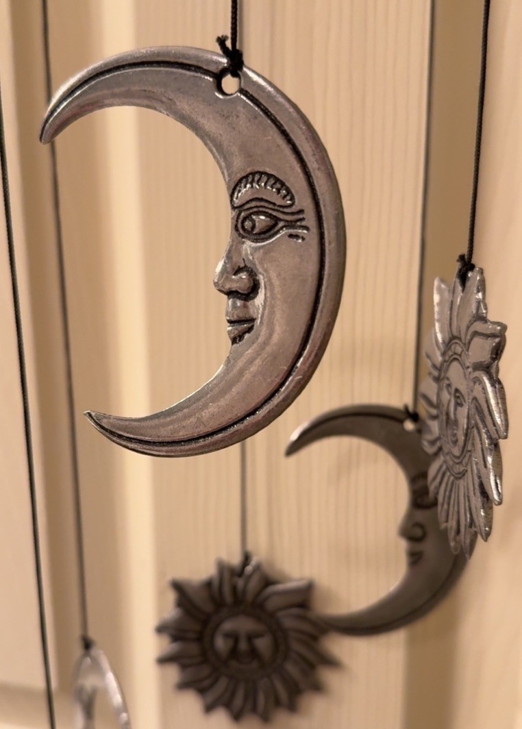 Pewter Metal Wind Chimes Celestial Sun&Moon 2000s Pier 1 Imports