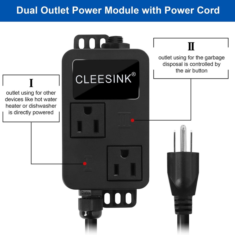 Garbage Disposal Air Switch Kit Dual Outlet Sink Top Button Power Module