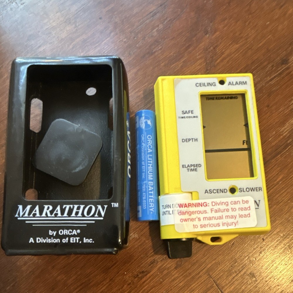 ORCA Marathon Dive Computer with Manuals, Accessories, and Lithium Battery