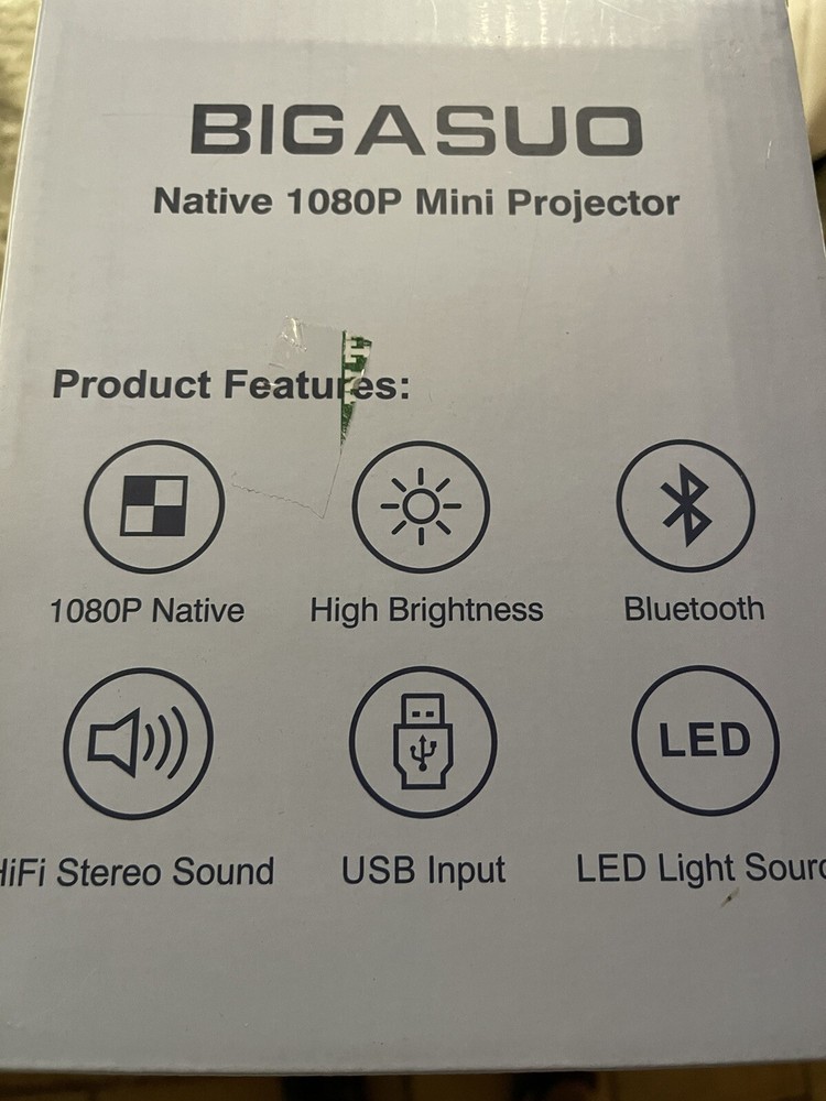 Bigasuo Native 1080P Mini Projector B509 NIB Sealed