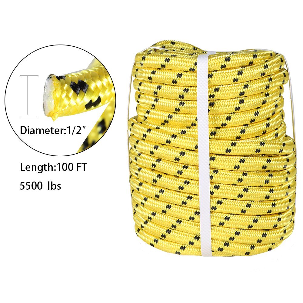 1/2"x100' Double Braid Marine Polyeste Sheet Halyar Rope Rigging Breaking
