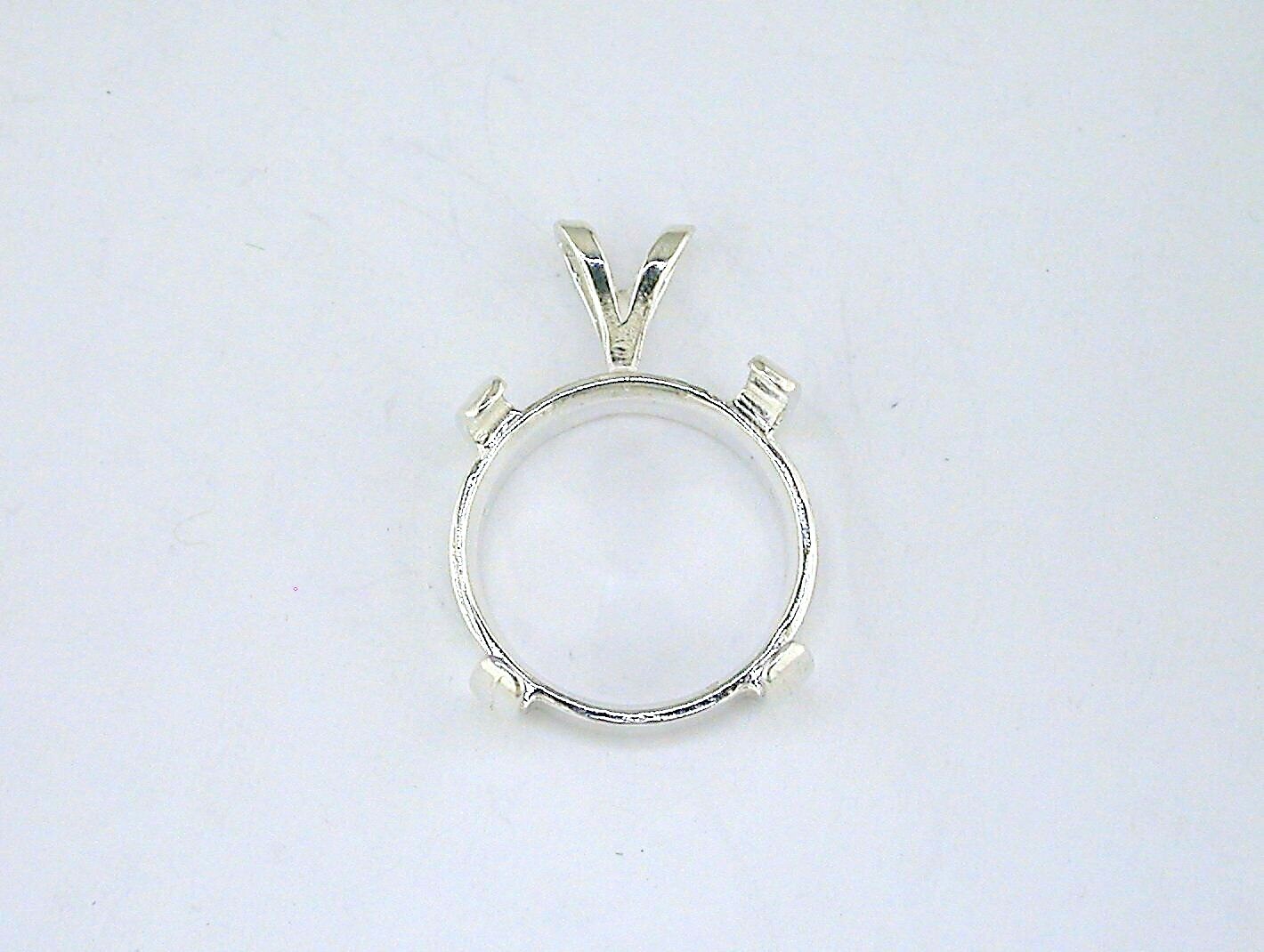 Round 4 Prong Cabochon Pendant Setting Sterling Silver