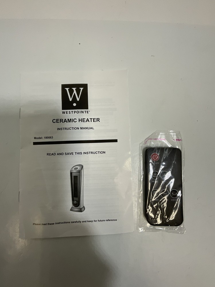 Westpointe Ceramic Heater Remote Control With Instruction Manual