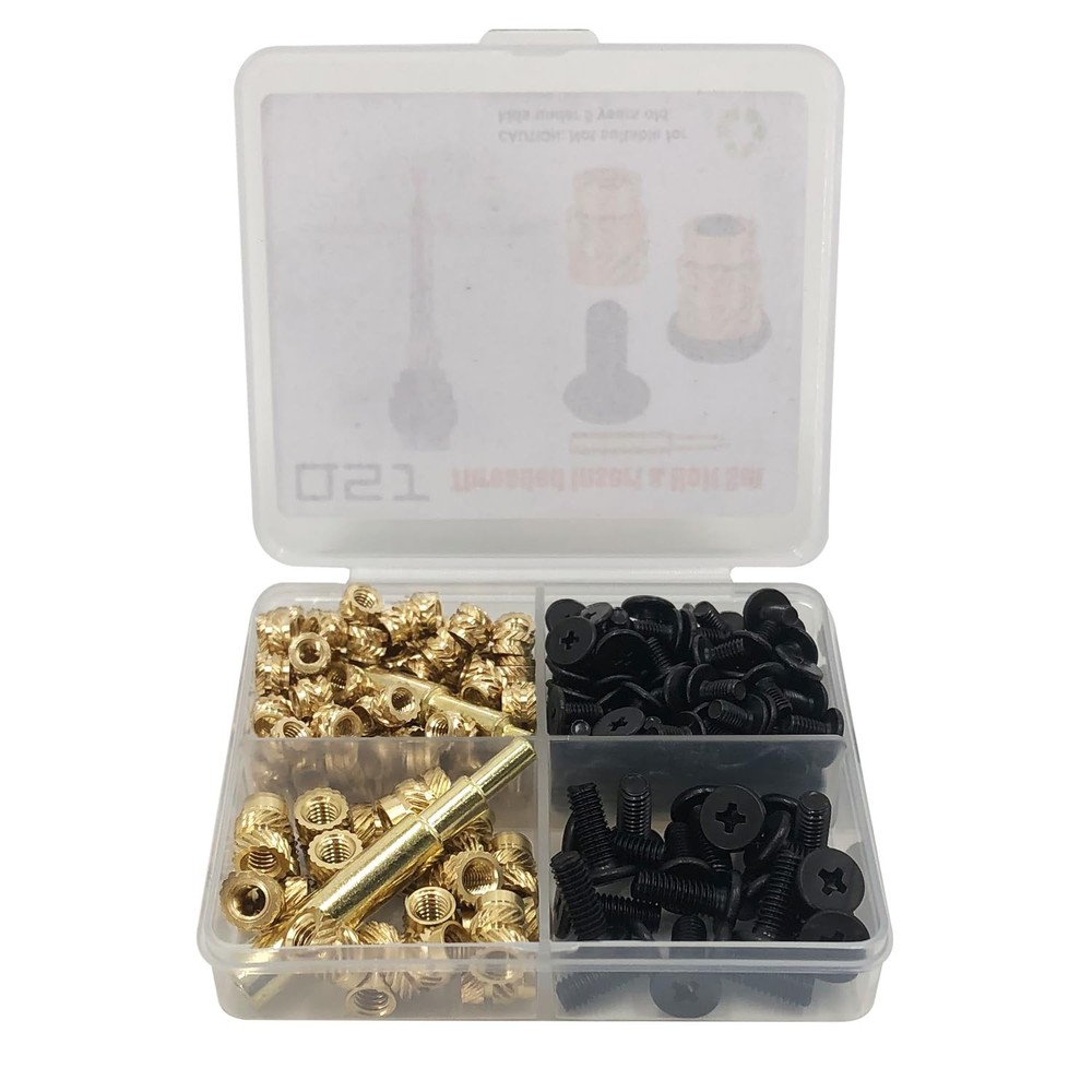 200Pcs Threaded Insert Bolt Assortment kit 100Pcs M3 M4 Brass Heat Set Insert, 1