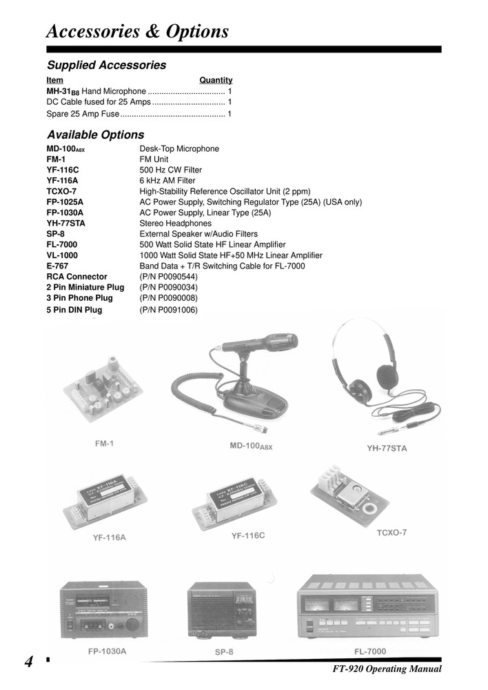 Yaesu FT-920 — OPERATING MANUAL Guide Documentation — 98 Pg — Half Size 5.5x8.5